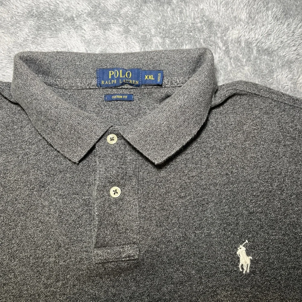 Polo Ralph Lauren Men's 2XL Custom Fit Grey Short Sleeve Shirt White Pony